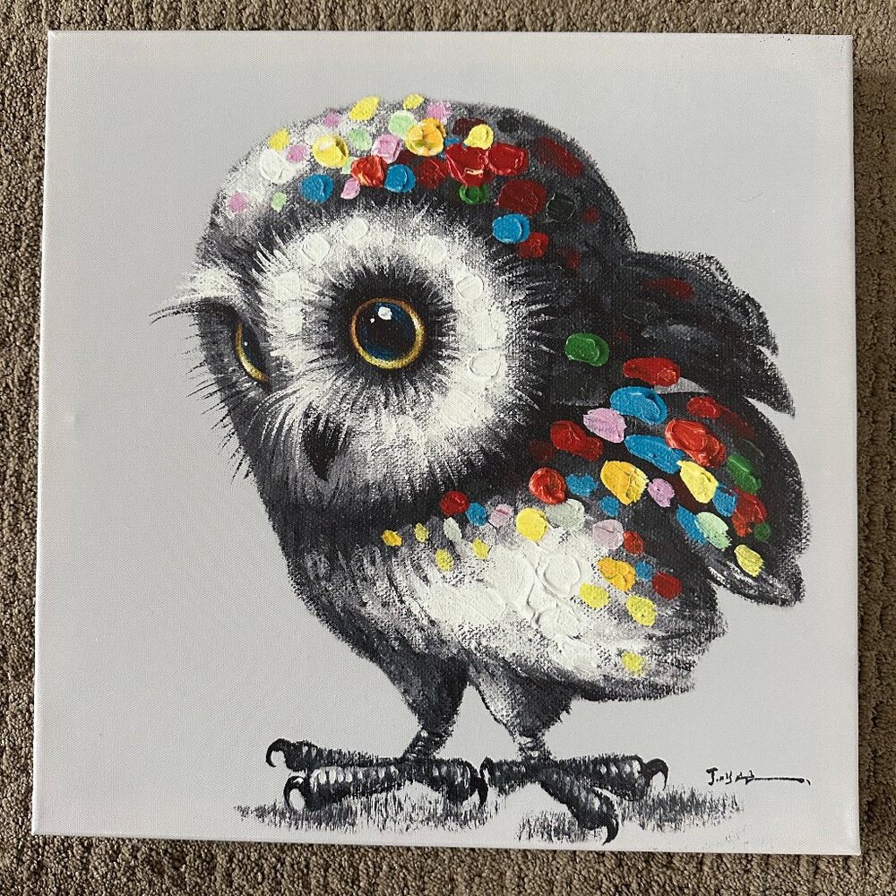 Colourful Cartoon Owl Wall Art